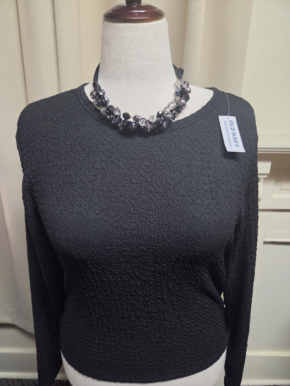 NWT, Old Navy Black Textured Long Sleeve Top Size XL